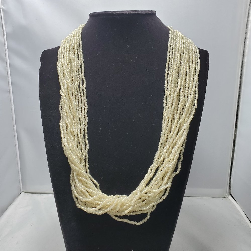 Signature ivory seed bead multi strand necklace 20 strand